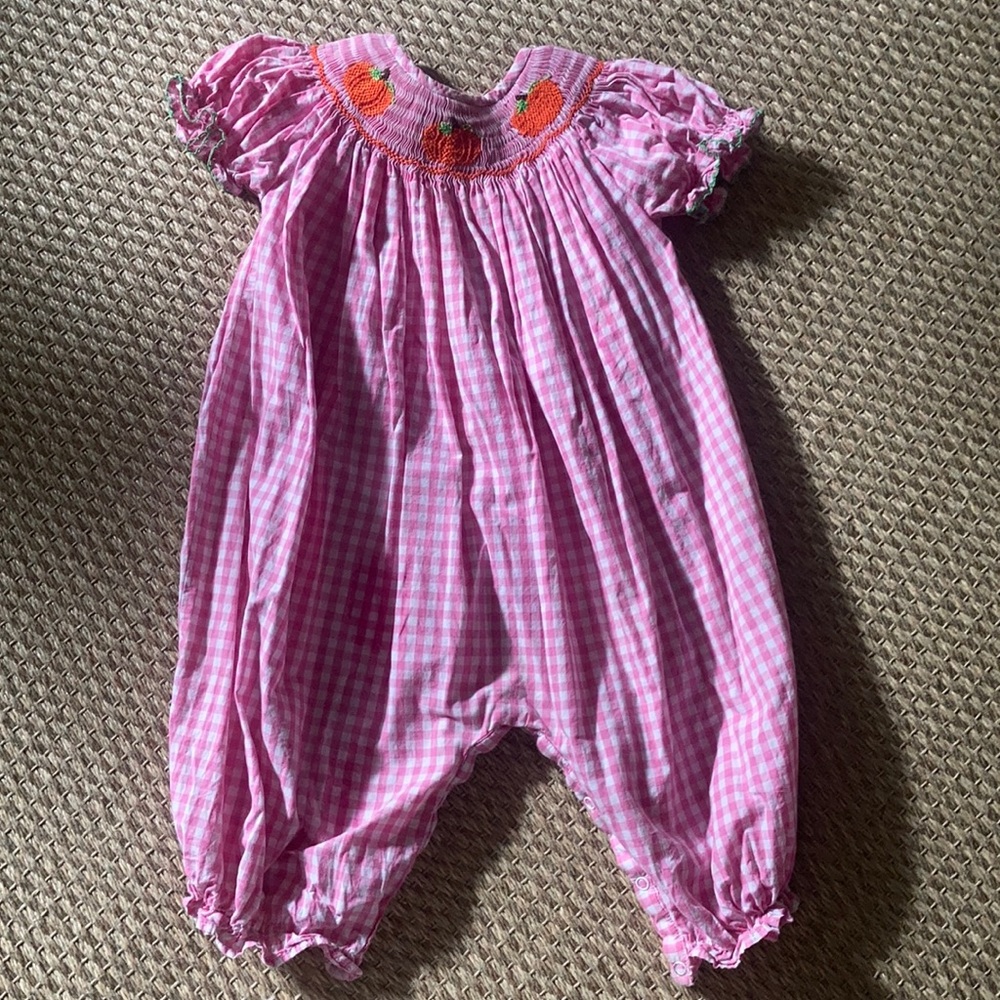 Toddler girls smocked bubble onesie